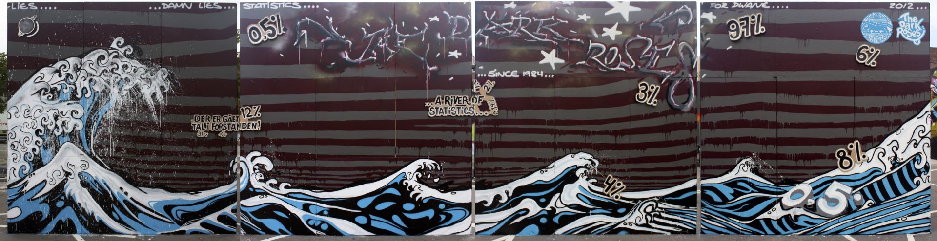 ★ Lies, Damn Lies, and Statistics... ★ 97%, 6%, 8%, 0,5% Der Er Gået Tal I Forstanden... by Avelon 31, DoggieDoe and Nexr - The Dark Roses - GALORE Urban Art Festival, Toftegårds Plads, Valby, Denmark 14-15. August 2012